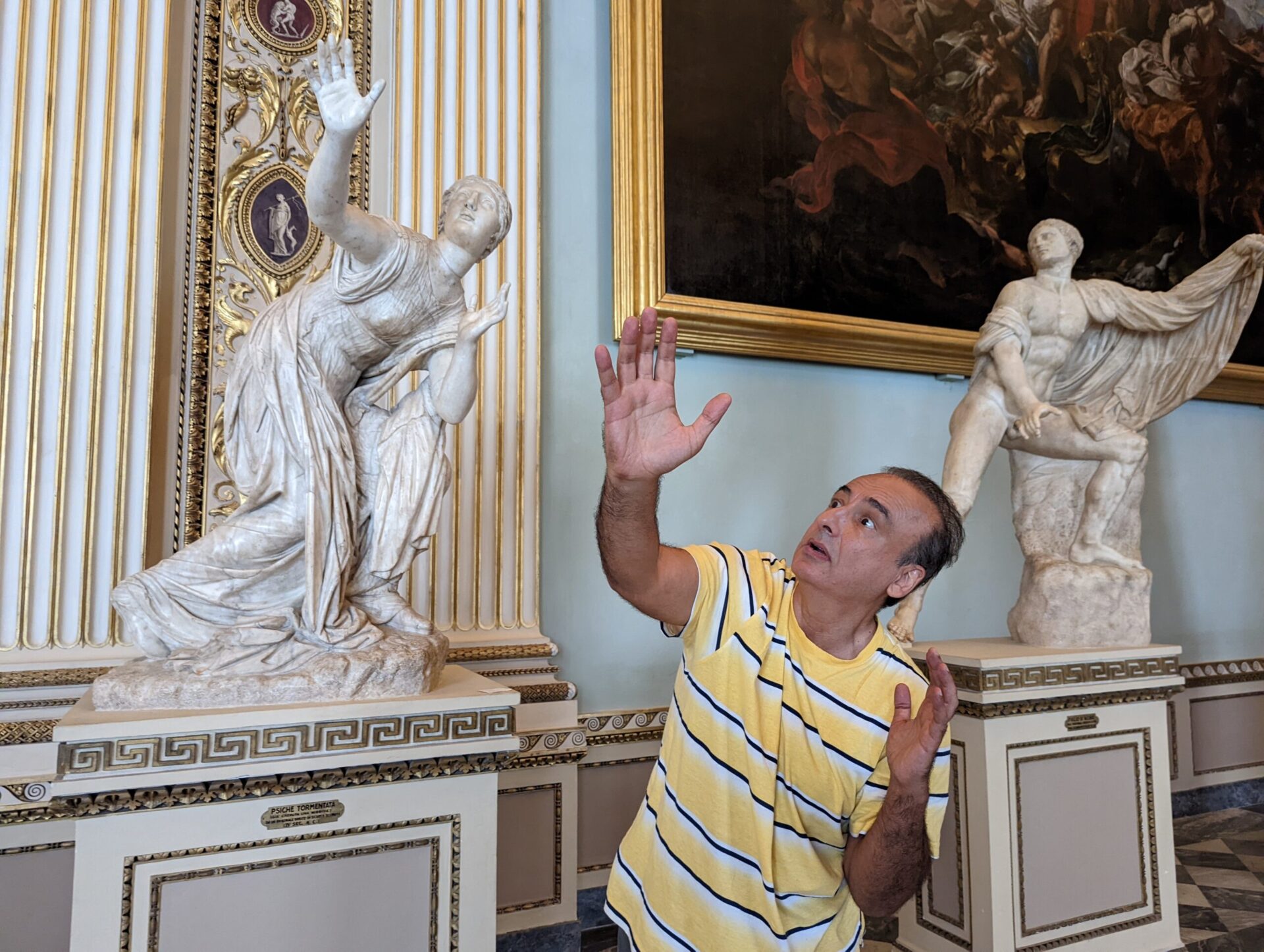 Author Ali Torkzadeh bored out of his gourd at the Uffizi Gallery, Florence