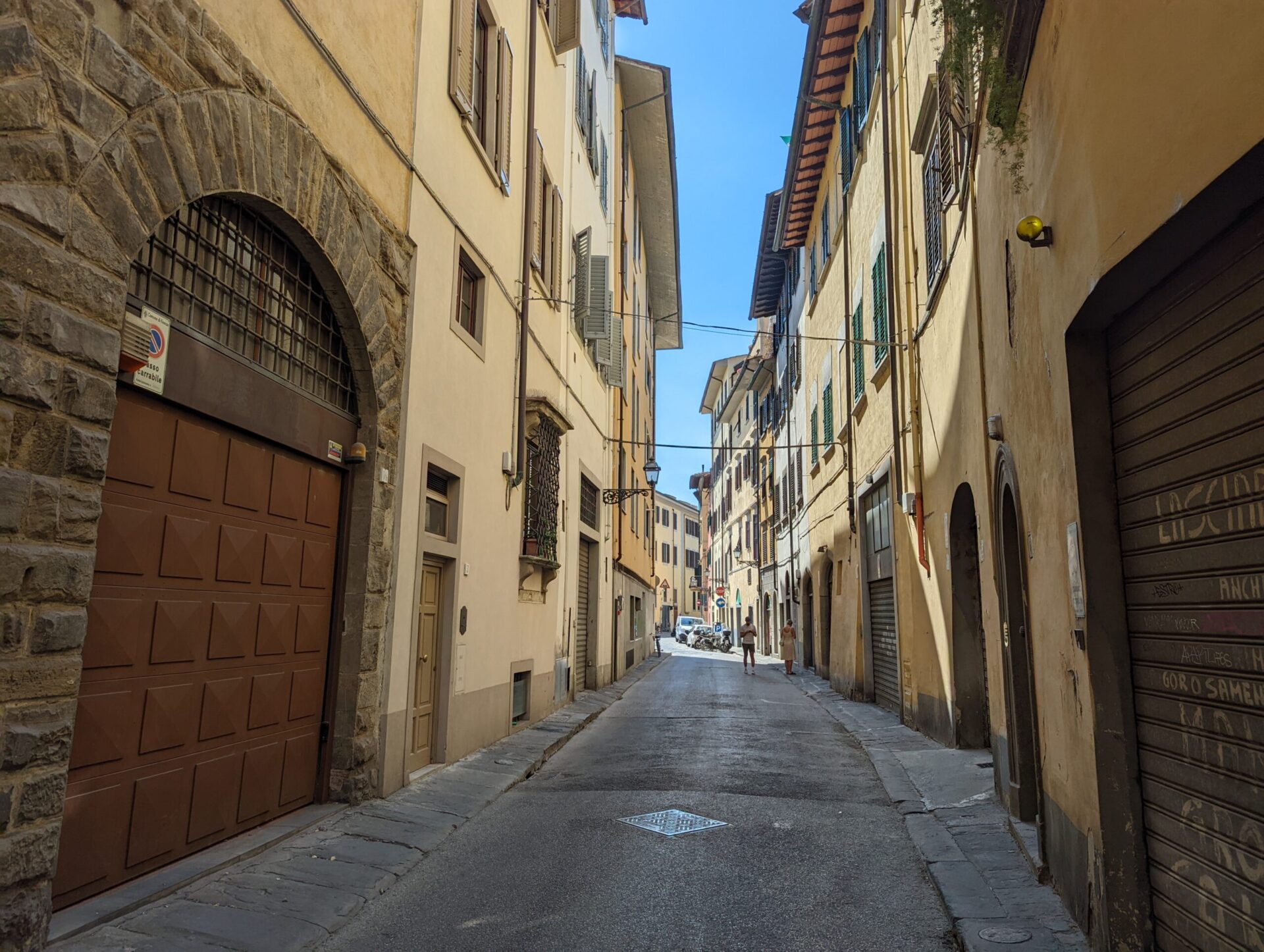 Strange street without tourists, Florence, July 2022