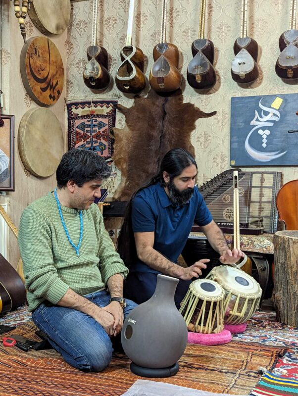 Jamming session with star of Khorasan folklore music, Ali Pourataei "Bidel", Alireza Baradaran & others, Mashhad, northeast Iran. Copyright Ali Torkzadeh