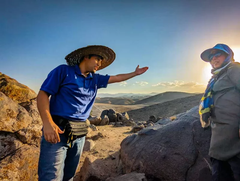 Hamid Farahati near the Kamarmaghbola Petroglyphs near the town Torghabe, a suburb of Mashhad, in northeast Iran.